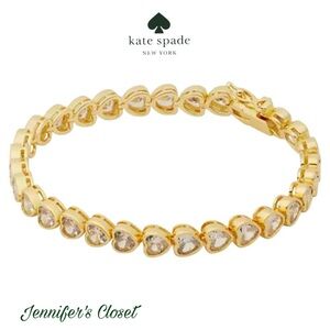 KATE SPADE Bracelet NWT / Gold-Tone Cubic Zirconia Heart Tennis Bracelet